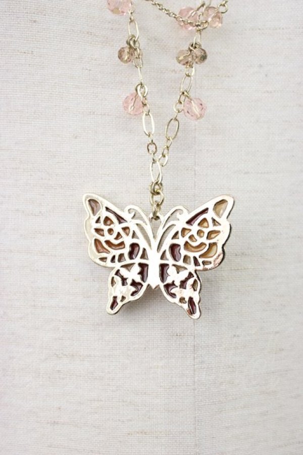 画像3: axes femme / ステンドエポ蝶ネックレス  アワピンク T-26-01-21-033-AX-AC-SA-ZT (3)