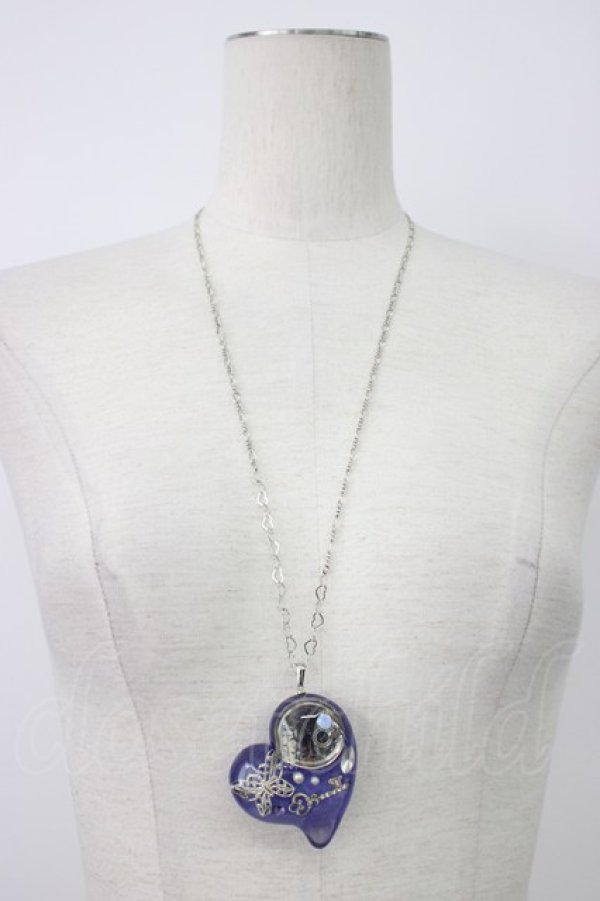画像1: axes femme / 時計ハートモチーフネックレス  青Ｘシルバー T-26-01-21-035-AX-AC-SA-ZT (1)