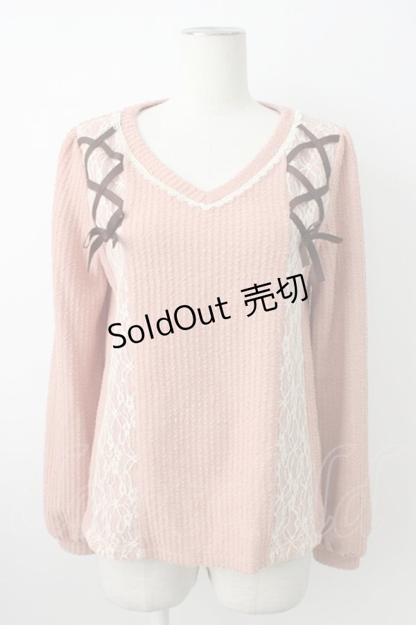 画像1: axes femme / レースアッププルオーバー M ピンク T-26-01-21-004-AX-TO-SA-ZT566 (1)