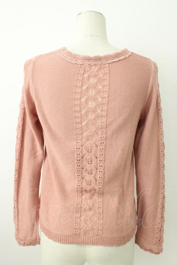 画像2: axes femme / 透かし編み柄カーディガン  ピンク T-26-01-21-005-AX-TO-SA-ZT (2)