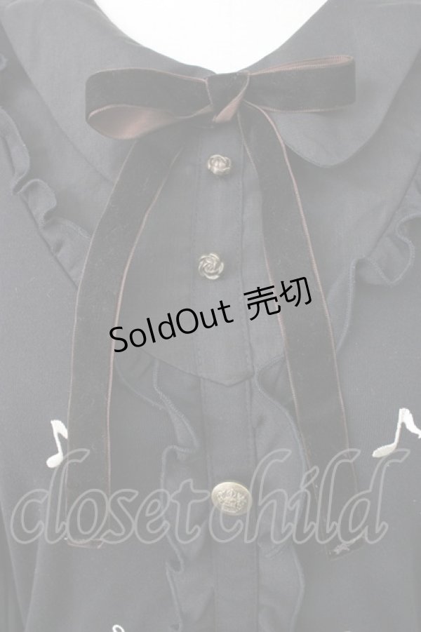 画像3: axes femme / 音符刺繍ブラウス  ブラック T-26-01-21-007-AX-BL-SA-ZT (3)