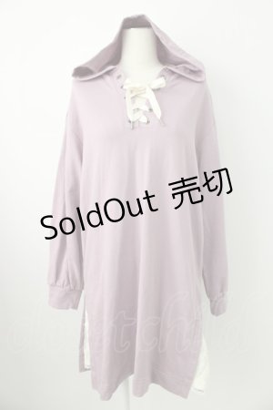 画像: axes femme / ロング丈プルパーカー  ラベンダー T-26-01-21-009-AX-TO-SA-ZT566