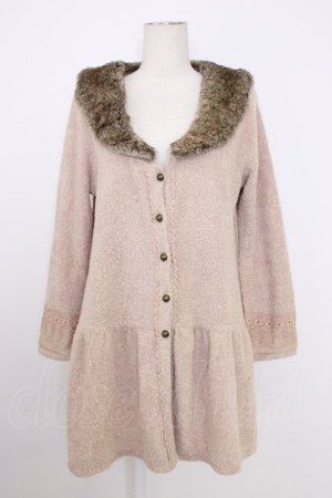 画像: axes femme / ファー襟付きロングカーディガン M ベージュ T-26-01-21-010-AX-TO-SA-ZT551