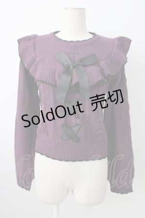 画像: DearMyLove / ハートくり抜きレースアップニット M パープルＸ黒 T-26-01-21-012-EL-TO-SA-ZT551