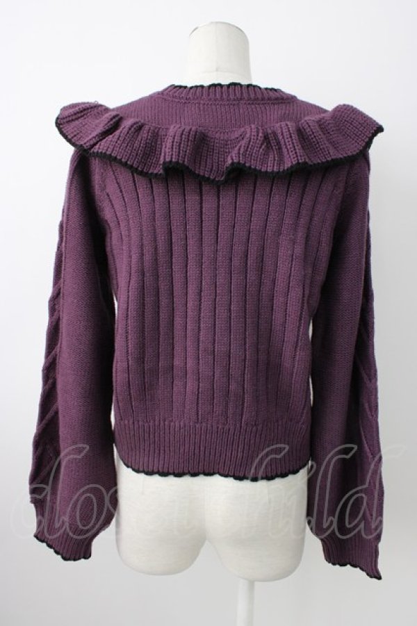 画像2: DearMyLove / ハートくり抜きレースアップニット M パープルＸ黒 T-26-01-21-012-EL-TO-SA-ZT (2)