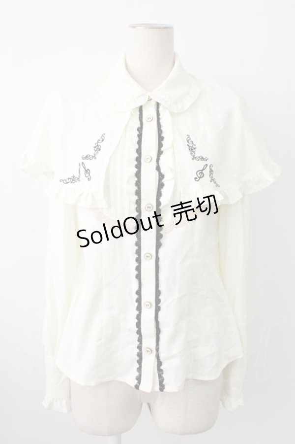 画像1: axes femme kawaii / 刺繍入りケープ付2wayブラウス M キナリ T-26-01-21-002-AX-BL-SA-ZT (1)