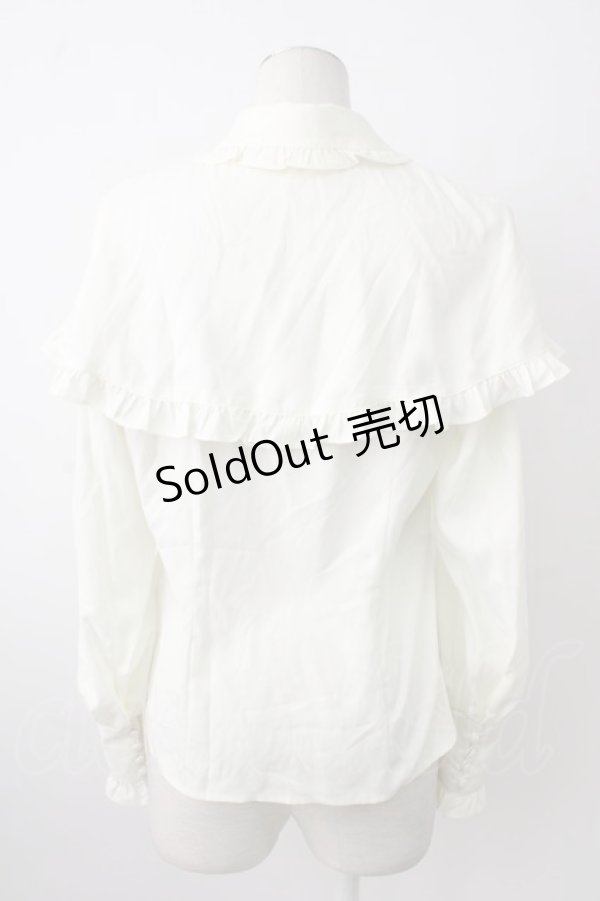 画像2: axes femme kawaii / 刺繍入りケープ付2wayブラウス M キナリ T-26-01-21-002-AX-BL-SA-ZT (2)