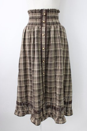 画像: axes femme / チェック柄2wayロングスカート  ブラウン T-26-01-21-017-AX-SK-SA-ZT552