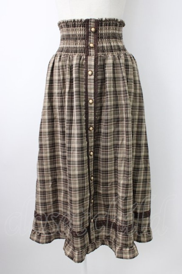 画像1: axes femme / チェック柄2wayロングスカート  ブラウン T-26-01-21-017-AX-SK-SA-ZT (1)
