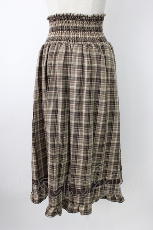 画像2: axes femme / チェック柄2wayロングスカート  ブラウン T-26-01-21-017-AX-SK-SA-ZT (2)