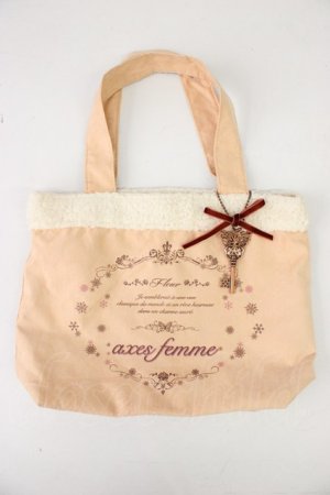 画像: axes femme / ボア切替ミニトートバッグ  ピンクＸアイボリー T-26-01-21-019-AX-BG-SA-ZT