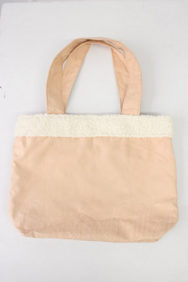 画像2: axes femme / ボア切替ミニトートバッグ  ピンクＸアイボリー T-26-01-21-019-AX-BG-SA-ZT (2)