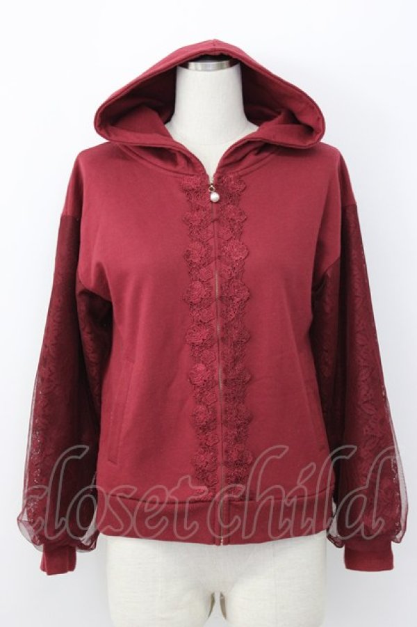 画像1: axes femme / レース切替パーカー M ワイン T-26-01-25-001-AX-TO-SA-ZT (1)