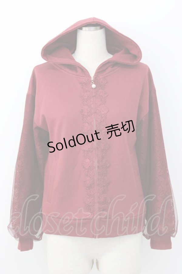 画像1: axes femme / レース切替パーカー M ワイン T-26-01-25-001-AX-TO-SA-ZT (1)