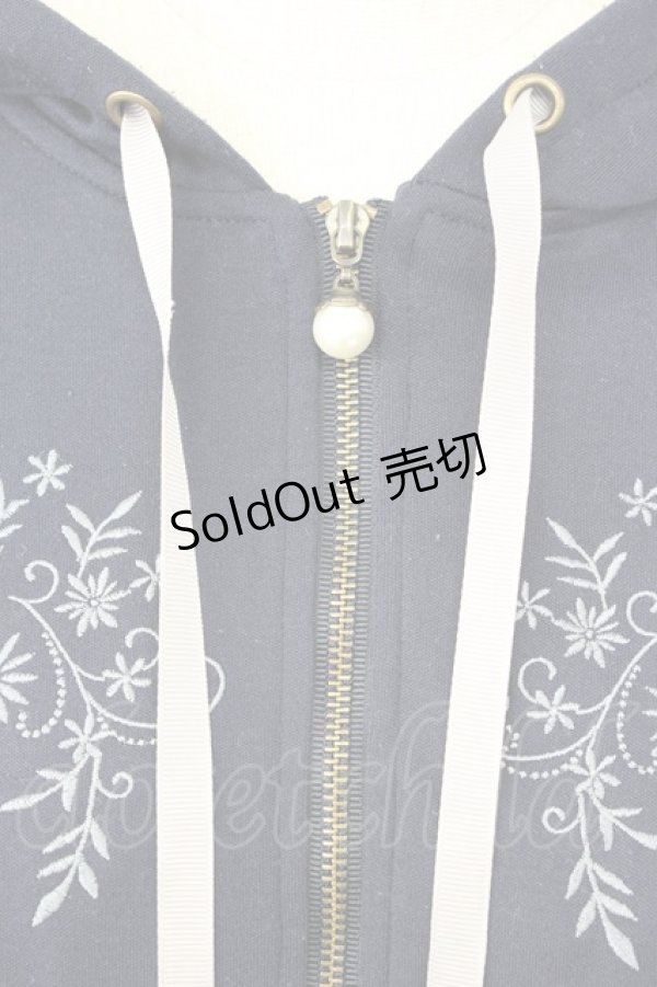 画像5: axes femme / パールフラワー刺繍パーカー M ネイビー T-26-01-25-002-AX-TO-SA-ZT (5)