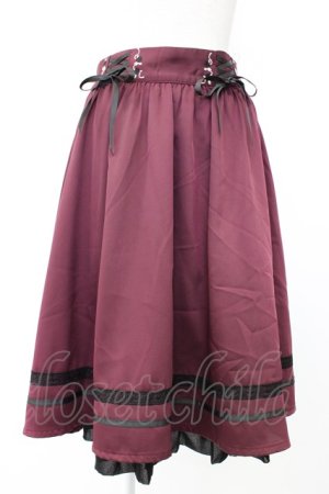 画像: axes femme / レースアップフレアスカート  ワイン T-26-01-25-004-AX-SK-SA-ZT