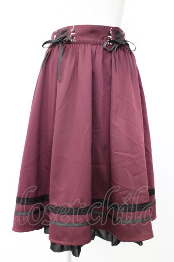 画像1: axes femme / レースアップフレアスカート  ワイン T-26-01-25-004-AX-SK-SA-ZT (1)