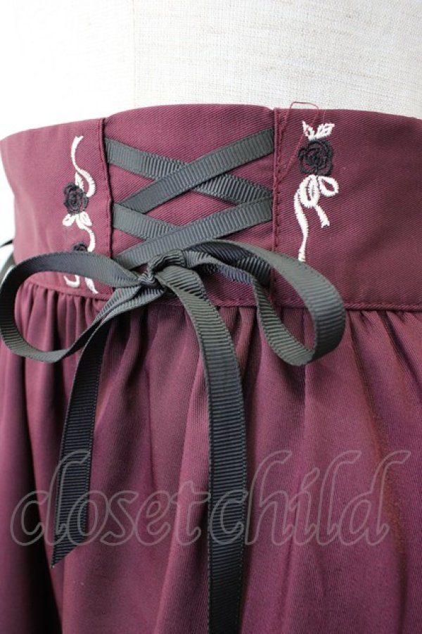 画像3: axes femme / レースアップフレアスカート  ワイン T-26-01-25-004-AX-SK-SA-ZT (3)