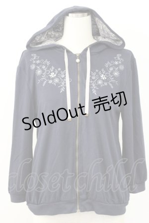 画像: axes femme / パールフラワー刺繍パーカー M ネイビー T-26-01-25-002-AX-TO-SA-ZT