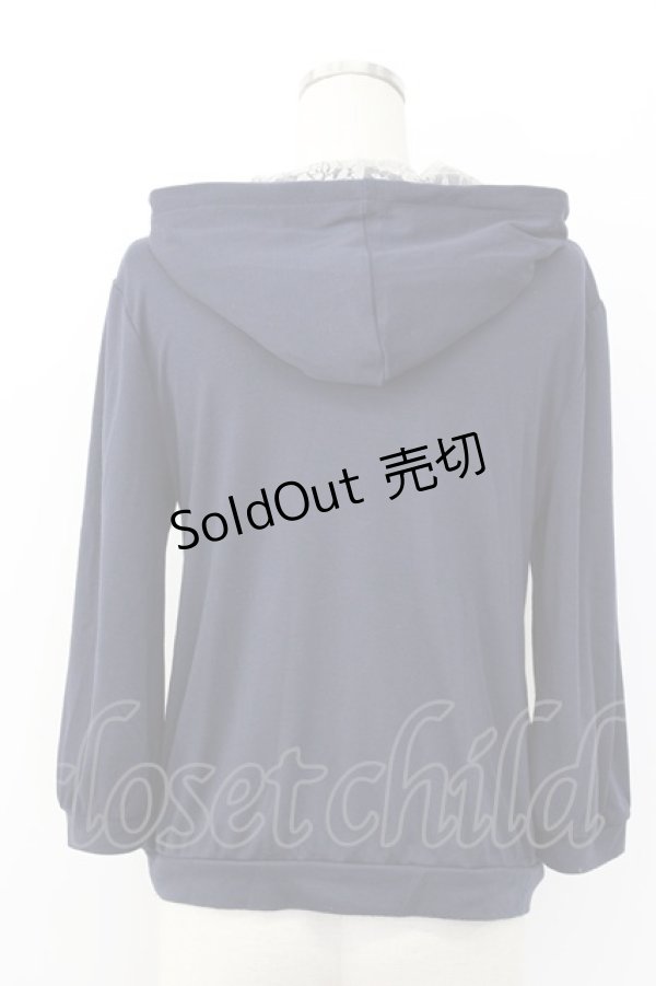 画像2: axes femme / パールフラワー刺繍パーカー M ネイビー T-26-01-25-002-AX-TO-SA-ZT (2)