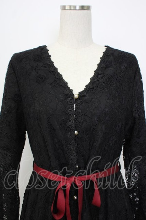 画像5: axes femme / 花柄総レースガウンワンピース M ブラック T-26-01-26-021-AX-OP-SA-ZT (5)