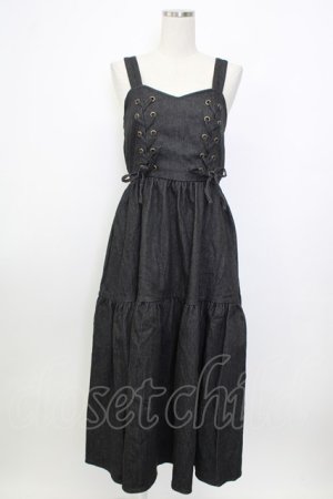 画像: axes femme kawaii / レースアップティアードワンピース  黒デニム T-26-01-26-022-AX-OP-SA-ZT