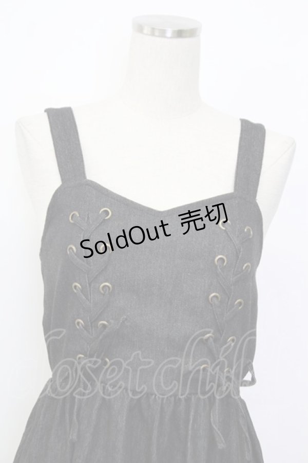 画像3: axes femme kawaii / レースアップティアードワンピース  黒デニム T-26-01-26-022-AX-OP-SA-ZT561 (3)