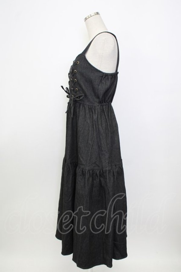 画像4: axes femme kawaii / レースアップティアードワンピース  黒デニム T-26-01-26-022-AX-OP-SA-ZT (4)