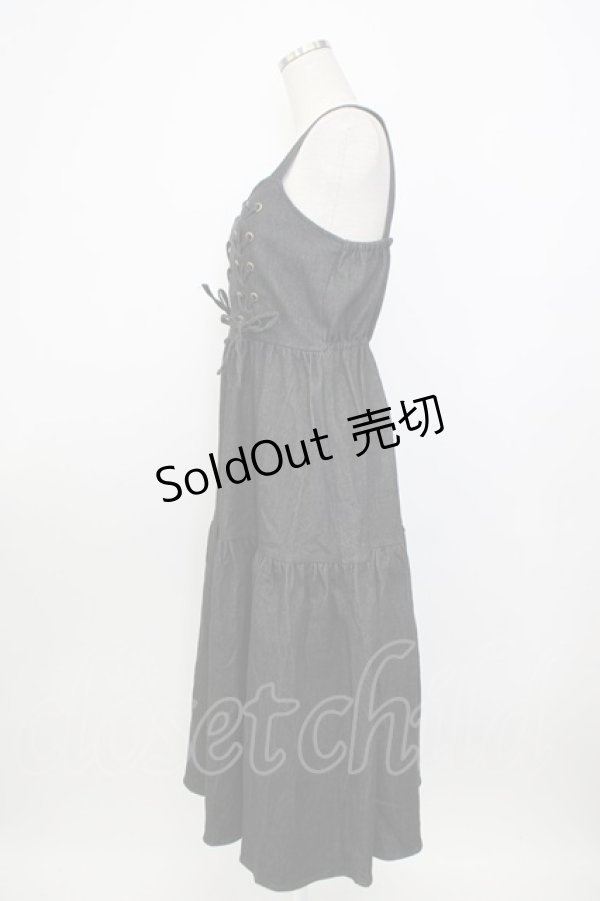 画像4: axes femme kawaii / レースアップティアードワンピース  黒デニム T-26-01-26-022-AX-OP-SA-ZT561 (4)