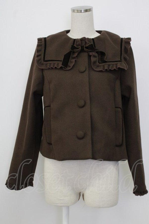 画像1: m petit by misako / セーラー襟ショートコート M ブラウン T-26-01-26-024-LO-CO-SA-ZT (1)