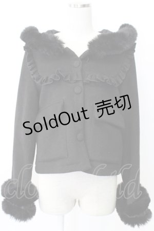 画像: MA*RS / サイド編み下げ&ファースクエア衿ショートコート  黒 T-26-01-26-025-EL-CO-SA-ZT-C012