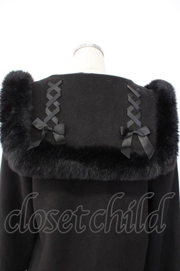 画像3: MA*RS / サイド編み下げ&ファースクエア衿ショートコート  黒 T-26-01-26-025-EL-CO-SA-ZT (3)