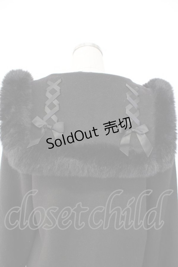 画像3: MA*RS / サイド編み下げ&ファースクエア衿ショートコート  黒 T-26-01-26-025-EL-CO-SA-ZT-C012 (3)