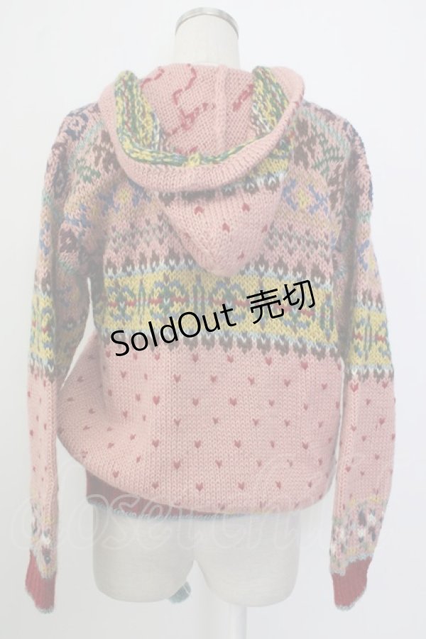 画像4: PINK HOUSE / PHデザイン裾ポンポンフードニットカーディガン  ピンク T-26-01-26-026-LO-TO-SA-ZT (4)