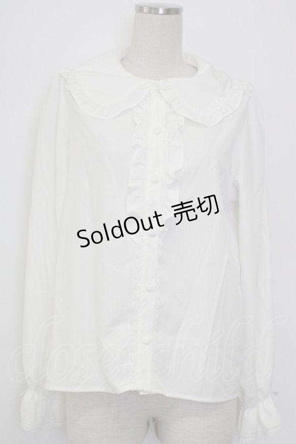 画像1: m petit by misako / AM マルエリフリルブラウス L 白 T-26-01-26-003-LO-BL-SA-ZT (1)