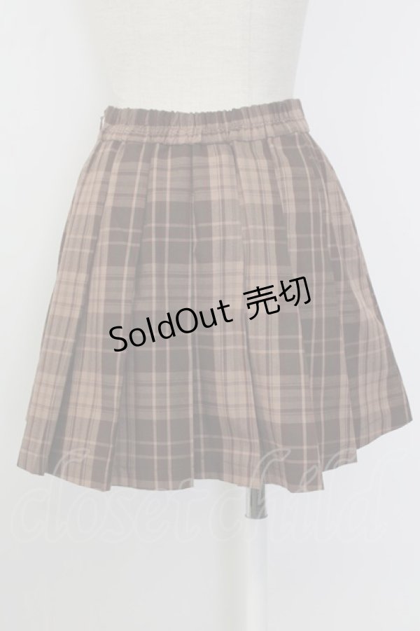 画像2: axes femme / 編み下げチェックスカパン  ブラウンチェック T-26-01-26-031-AX-PA-SA-ZT (2)