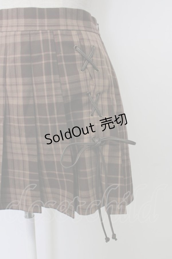 画像4: axes femme / 編み下げチェックスカパン  ブラウンチェック T-26-01-26-031-AX-PA-SA-ZT (4)