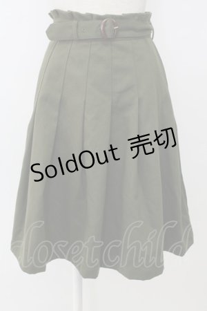 画像: F&A / ベルト付きプリーツスカート  グリーン T-26-01-26-033-LO-SK-SA-ZT