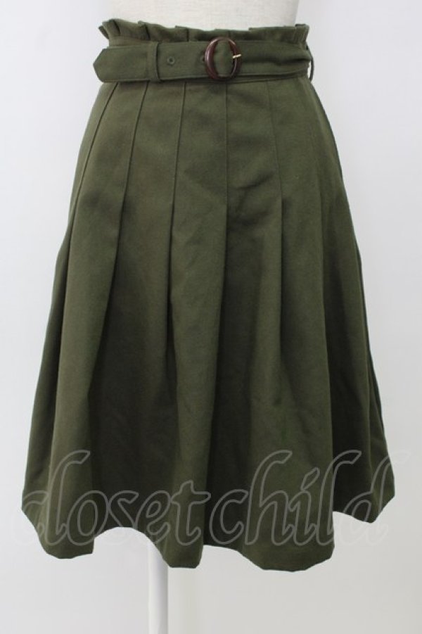 画像1: F&A / ベルト付きプリーツスカート  グリーン T-26-01-26-033-LO-SK-SA-ZT (1)