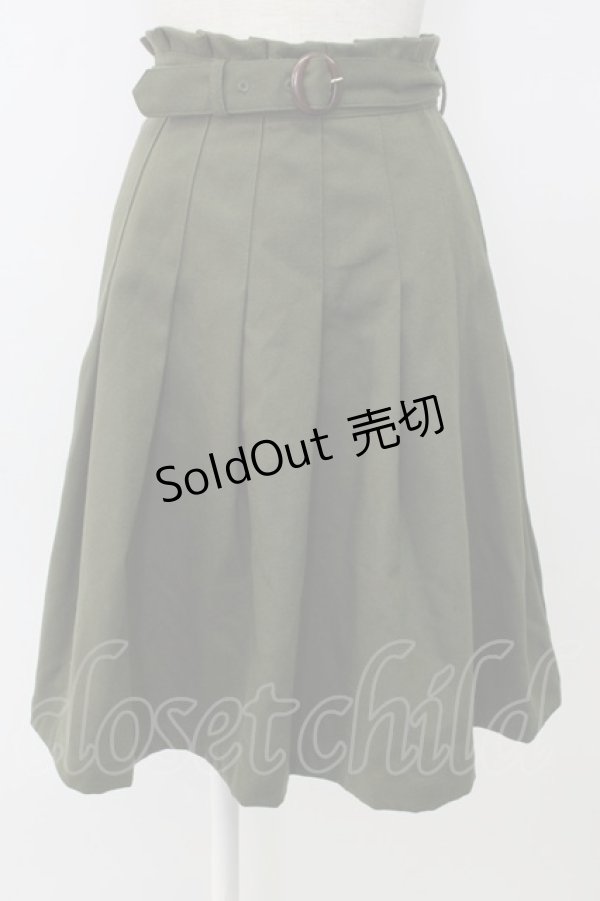 画像1: F&A / ベルト付きプリーツスカート  グリーン T-26-01-26-033-LO-SK-SA-ZT (1)