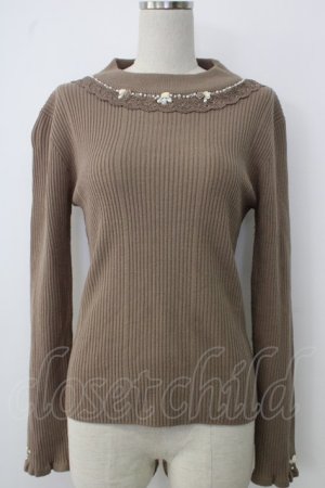 画像: axes femme / バラボトルネックニットプルオーバー  ブラウン T-26-01-26-007-AX-TO-SA-ZT561