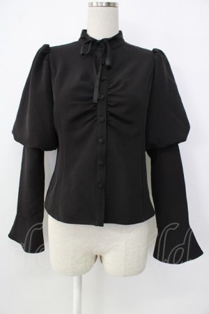 画像: EATME / マトンスリーブブラウス  黒 T-26-01-26-009-LO-BL-SA-ZT