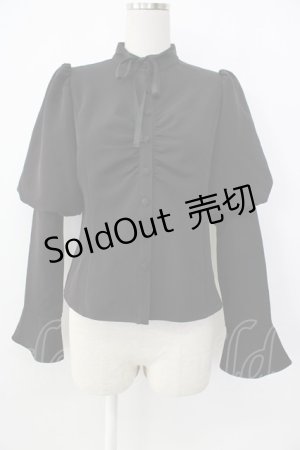 画像: EATME / マトンスリーブブラウス  黒 T-26-01-26-009-LO-BL-SA-ZT