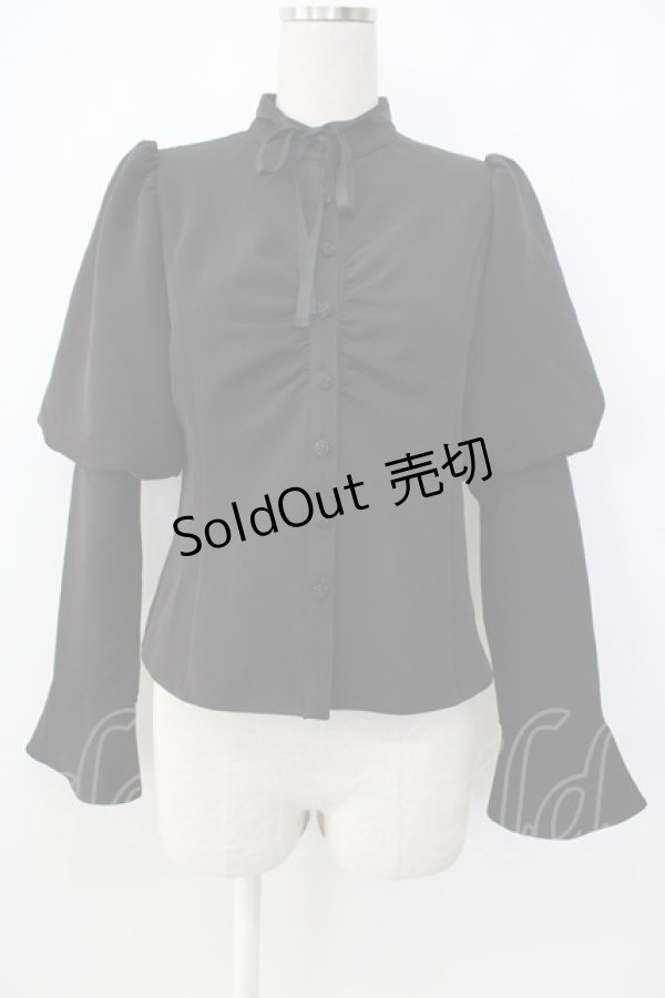 画像1: EATME / マトンスリーブブラウス  黒 T-26-01-26-009-LO-BL-SA-ZT (1)