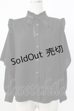 画像: axes femme / レイヤードフレア袖ブラウス  黒 T-26-01-26-010-AX-BL-SA-ZT