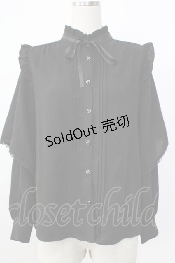 画像1: axes femme / レイヤードフレア袖ブラウス  黒 T-26-01-26-010-AX-BL-SA-ZT (1)