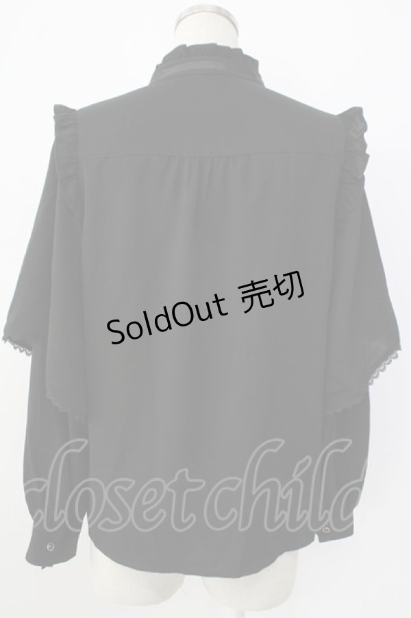 画像2: axes femme / レイヤードフレア袖ブラウス  黒 T-26-01-26-010-AX-BL-SA-ZT (2)