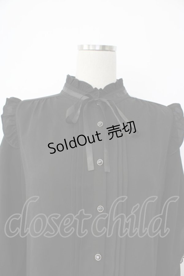 画像4: axes femme / レイヤードフレア袖ブラウス  黒 T-26-01-26-010-AX-BL-SA-ZT (4)