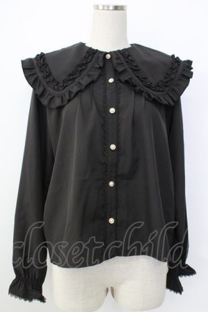 画像: axes femme POETIQUE / フリルビッグ襟ブラウス M ブラック T-26-01-26-011-AX-BL-SA-ZT