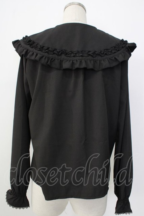 画像2: axes femme POETIQUE / フリルビッグ襟ブラウス M ブラック T-26-01-26-011-AX-BL-SA-ZT (2)